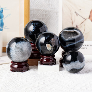Venta al por Mayor de Esferas de Ágata Negra Natural de Alta Calidad, <span class=keywords><strong>sin</strong></span> Geoda, Pulimentadas y Talladas, Ecológicas, para Decoración, Regalos y Promociones - Product Image 1