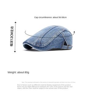 Vintage Denim Forward Hat Unisex Otoño 2024 Nuevo personaje de moda Casual Plain-made Big Head Showy Small Bailey Hat - Product Image 2