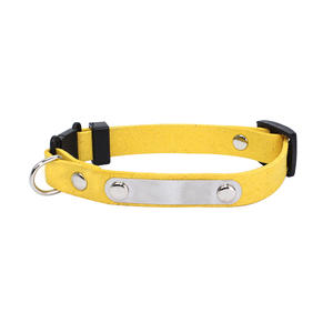 <span class=keywords><strong>Collar</strong></span> de gato de poliéster suave con patrón sólido Etiqueta de nombre de acero inoxidable y campana de anillo - Product Image 6