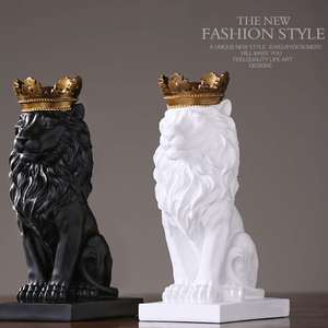 15''H Couronne <span class=keywords><strong>Roi</strong></span> <span class=keywords><strong>Lion</strong></span> Statue Style Nordique Accueil Étude Décoration Figurines à collectionner - Product Image 5