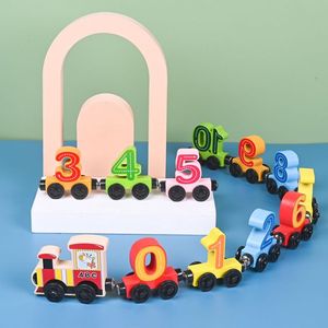 ของเล่นรถไฟดิจิตอลเชื่อมต่อ12ส่วนสำหรับเด็กอนุบาลเพื่อการศึกษาปฐมวัยทำจากไม้1-3ปี - Product Image 2