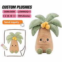 Peluche personnalisée en forme de cocotier, fabrication OEM/ODM, jouet en coton PP brodé, animal en peluche doux, faible MOQ