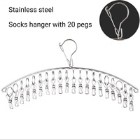 Séchoir à linge en acier inoxydable 201 avec 10 pinces, étendoir multi-prises anti-rouille pour sous-vêtements et chaussettes