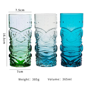 Top Seller12oz Design populaire Style Tiki gobelet en relief ensemble de verres verre coloré fantôme tasse bière tasse verre - Product Image 6