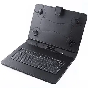 Keyboard Saklar Casing Kulit Portabel, Trendi USB Berkabel Mini Keyboard untuk Tablet Pc 10 Inci dengan Dudukan