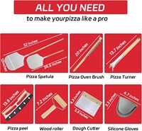 Kit d'accessoires pour four à pizza 7 pièces : pelle à pizza, brosse de nettoyage, spatule à bulles, roulette à pizza, rouleau à pâte et racloir