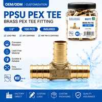 KING SMART Raccords PEX à sertir en laiton sans plomb ASTM F1807 de 1/2 pouce, certifiés CUPC NSF, raccord en T PEX en laiton (Livraison gratuite aux États-Unis et au Canada)
