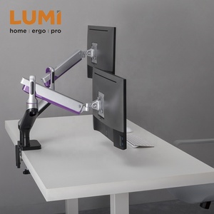 LUMI Dual Monitor Desk Mounts Premium <span class=keywords><strong>Double</strong></span> VESA Aluminium Swivel Spring-Assisted Monitor Arm Stand for 32 Inch Computer Screen - Product Image 2