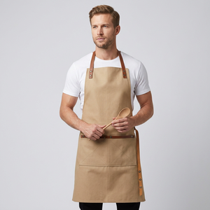 Tablier en jean classique personnalisé, couleur écologique, tissu résistant aux taches, liens de taille ajustables - Tabliers personnalisés pour cuisine et hôtel - Product Image 1