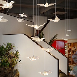 Lampe suspendue PM Nordic Flying Bird, décoration <span class=keywords><strong>de</strong></span> plafond créative, verre, hôtel, restaurant, boutique d'art, décoration, lampe suspendue LED - Product Image 6