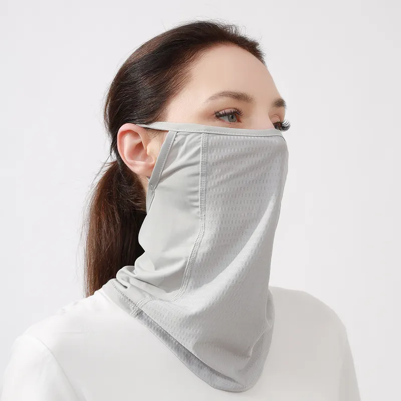 Cachecol de seda gelo respirável para mulheres, roupa esportiva personalizada para o ar livre, proteção solar de verão e pescoço, bandanas com laço de orelha