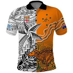 Fidji <span class=keywords><strong>Australie</strong></span> <span class=keywords><strong>Rugby</strong></span> <span class=keywords><strong>Polo</strong></span> personnalisé Polynésie Tapa indigène imprimé aborigène hommes à manches courtes chemises formelles - Product Image 3