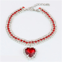 Collier en alliage de mode en gros avec pendentif cœur coloré en cristal pour animaux de compagnie