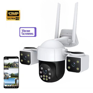 12MP 6K xem toàn cảnh 3 ống kính 3 PTZ ngoài trời an ninh cam 360 ° không có góc chết tự động theo dõi CCTV <span class=keywords><strong>Wifi</strong></span> Camera - Product Image 1