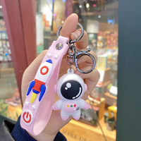 Porte-clés mignon en PVC souple, motif astronaute de dessin animé, petit, étanche, léger, figurine souvenir