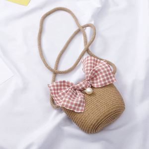 Korean Kids Floppy Straw Sun <b>Hat</b> and <b>Bag</b> Set for Female Babies Character Design Daily Use High Quality - Product Image 4