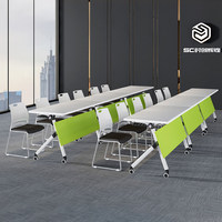 Table de formation pliante moderne en MFC, double longueur, compatible avec les tables de tutorat et de classe, bureau mobile, chaise de réunion
