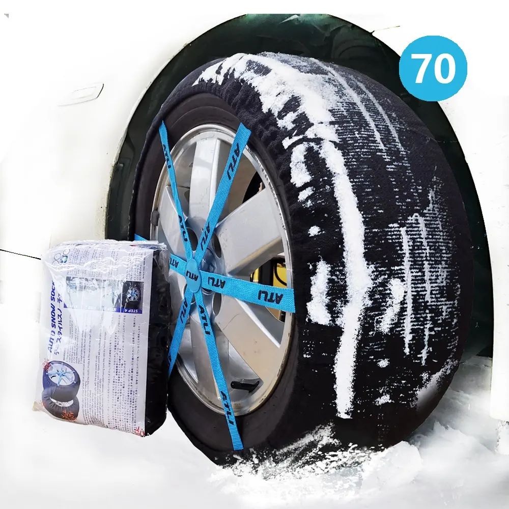 Corrente de neve automática fb, meia têxtil de fibra de poliéster com fixação rápida para pneus