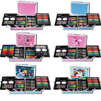 Ensemble d'art pour enfants de 145 pièces, stylos et crayons à l'aquarelle écologiques, boîte en aluminium double couche, outils de dessin et de peinture