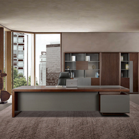 Mobilier de bureau de haute qualité Bureau de direction de luxe en forme de L Table de bureau pour PDG fort