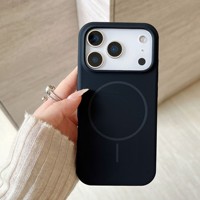Coque de téléphone magnétique en silicone pour iPhone 17 16 15 Pro Max, étui de protection simple couleur unie pour iPhone 11 12 13 14