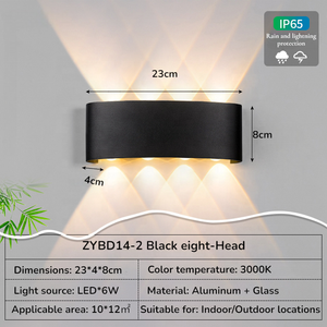 โคมไฟติดผนัง LED ทันสมัย สำหรับภายในและภายนอกอาคาร ให้แสงสว่างขึ้นลง เหมาะสำหรับตกแต่งบ้าน - Product Image 4
