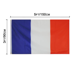 Drapeau national français WholesaleFly Breeze 90*150cm, couleurs vives et résistant à la décoloration, polyester avec œillets en laiton, 3 x 5 pieds - Product Image 1
