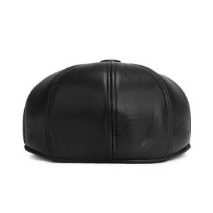 Black PU Baseball Cap For Men Warm Windproof Outdoor Hat Autumn Winter Fleece Lined Ear Covering Adult Size M L - Product Image 5