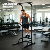 Équipement de musculation multifonctionnel pour la maison : Barre de traction en acier, tour de musculation, station de dips avec support pour l'entraînement de force des hommes et des femmes