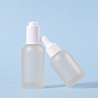 30ml 50ml Pemasok Kemasan Perawatan Pribadi Botol Tetes Kaca Bening Berlapis Embun untuk Serum Minyak Esensial OEM ODM