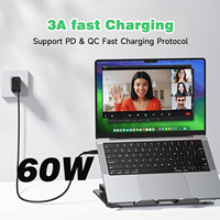 Chargeur rapide universel WISTAR 60W 3A PD double Type-C vers Type-C, câble USB Type-C, câble de charge rapide pour téléphone