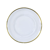 Assiettes de présentation décoratives en verre or rose de 13 pouces, rondes et rayées, pour mariage, vente en gros