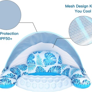 Hot <b>Sale</b> Inflatable Pool Lounger Chair Floats with <b>Canopy</b> Swimming Pool Party Toy Air Mattress High Visibility Swimming Rings - Product Image 2