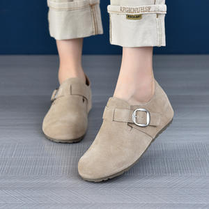 2025 printemps nouveau rétro en cuir véritable Birkenstocks femmes mocassins décontractés talon moyen appartements améliorant la hauteur une sangle - Product Image 2