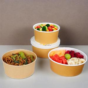 Saladier en papier Papier artisanal Alimentaire Écologique Conçu au micro-ondes Récipient alimentaire jetable en papier d'impression LOGO personnalisé Kraft - Product Image 1