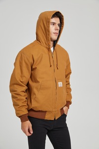 Giacca a Vento Invernale Retrò Pesante e Spessa J140 in Tela Duck Canvas Lavata e Robusta Marrone Giubbotto Attivo Imbottito da <span class=keywords><strong>Uomo</strong></span> Cappotto Vestibilità Larga All'ingrosso - Product Image 2