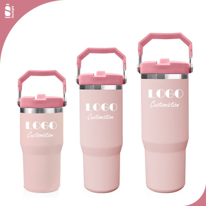 Gobelet isotherme anti-fuite 20 oz, vente en gros, gobelet isotherme 30 oz avec paille rabattable, tasse de voyage à café 30 oz en acier inoxydable avec poignée supérieure - Product Image 1