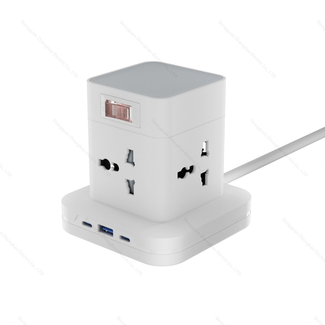 Universal Tower Shape Surge Protector Power Strip with 4 8 12 AC Sockets 1USB & 2 Type C