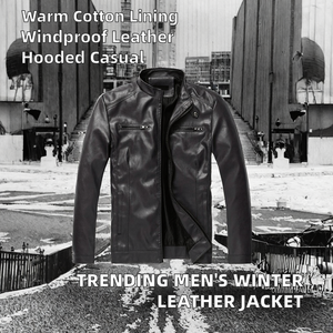 Most Popular Men's <b>Winter</b> Leather <b>Jacket</b> Hooded Windproof <b>Waterproof</b> Plain Dyed Coated High Quality New Design Wholesale - Product Image 2