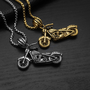 Collares de Moda de Acero Inoxidable Impermeables con Colgante de Calavera de Motocicleta Estilo Hip Hop <span class=keywords><strong>Punk</strong></span> para Hombre, Venta al por Mayor 2025 - Product Image 1