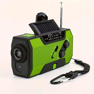 Radio météo d'urgence portable AM FM NOAA, radio à <span class=keywords><strong>manivelle</strong></span> solaire avec batterie externe 2000mAh, alarme SOS, lampe torche LED, lampe de lecture - Product Image 1