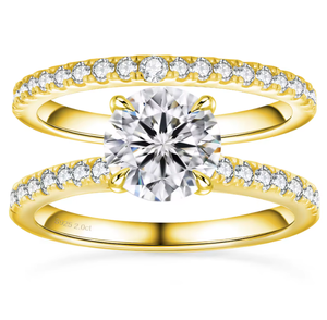 Classic Round Moissanite Engagement <b>Ring</b> 2.0ct Pave <b>Set</b> 925 <b>Sterling</b> <b>Silver</b> Rhodium Plated Women's Band - Product Image 2