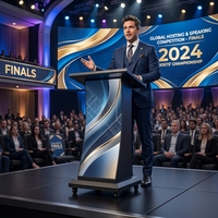 Affichage numérique flexible LED personnalisé avec écran de projection publicitaire LED P1.25/P1.86 sur podium pour discours et événements