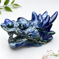 Statue de dragon chinois sculptée à la main en pierre précieuse naturelle, 12 cm, Sodalite, Quartz Rose, Sculpture de tête de dragon en cristal pour la décoration Feng Shui