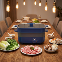 Portable multi-fonction 2-en-1 marmite barbecue gril poêle antiadhésif électrique carré motif sans fumée verre aluminium usage domestique