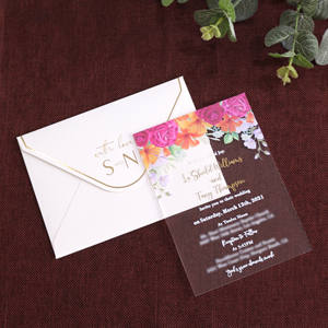 Acrylique givré nouvelles idées personnalisé fantaisie Floral aquarelle <span class=keywords><strong>carte</strong></span> d'invitation de mariage - Product Image 4