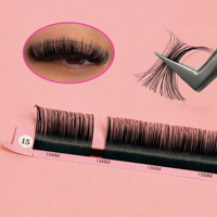 Extensions de cils professionnelles en forme de éventail, courbure B, longueur 18 mm, vente en gros
