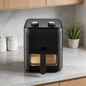 <span class=keywords><strong>Friteuse</strong></span> à air électrique moderne carrée en acier inoxydable 3,5 L 1400 W à cuisson rapide avec fenêtre visible et commande manuelle pour usage domestique - Product Image 1