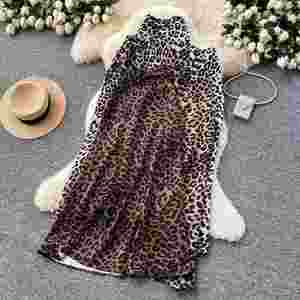 Summer Leopard Digital Printed Pencil <b>Skirt</b> Women Casual Empire Waist Elegant Breathable 100% <b>Silk</b> Sustainable Satin 260g - Product Image 1
