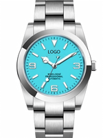Montre pour homme avec logo personnalisé, mouvement mécanique automatique japonais 8215/NH35, boîtier en acier inoxydable 316L, aiguilles, fermoir papillon, 100 m